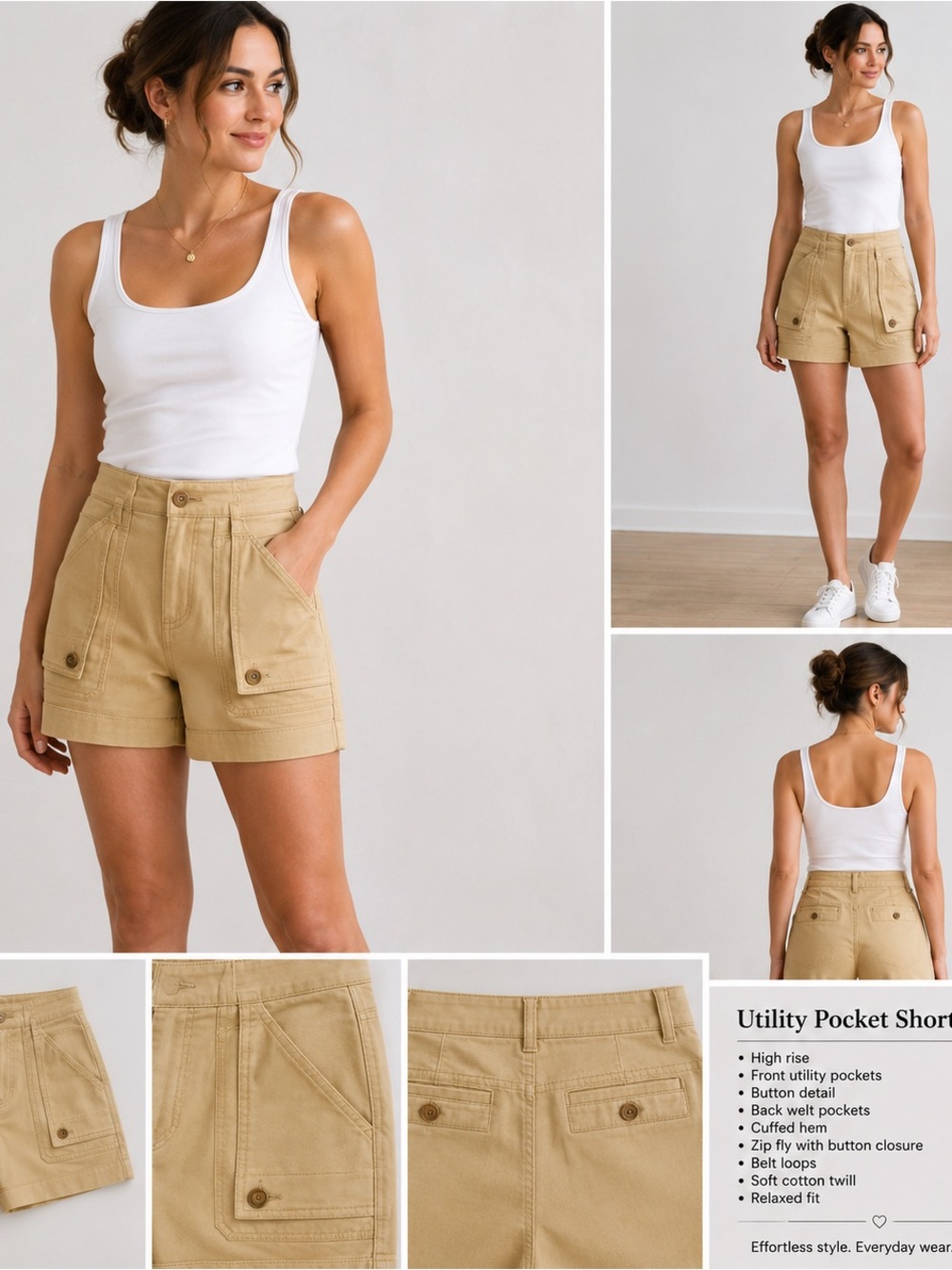 Draper James Tan Utility Cargo Shorts size 10